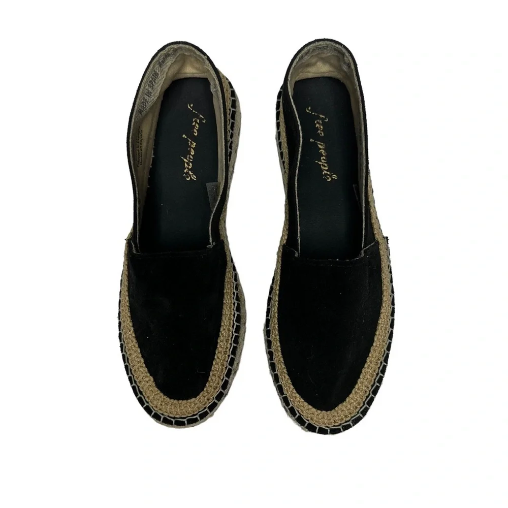NEW Free People Collection Eden Double Stack Espadrilles black/tan 39